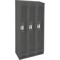 Clean Line Lockers, Bank of 3, 36" x 18" x 82", Steel, Charcoal, Rivet (Assembled), Perforated EastCoast Offshore Supplies
