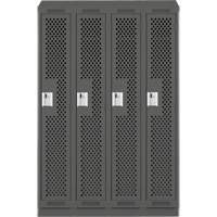 Clean Line Lockers, Bank of 4, 48" x 18" x 82", Steel, Charcoal, Rivet (Assembled), Perforated EastCoast Offshore Supplies