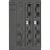 Clean Line Lockers, Bank of 4, 48" x 18" x 82", Steel, Charcoal, Rivet (Assembled), Perforated EastCoast Offshore Supplies