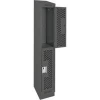 Clean Line Lockers, 2 -tier, 12" x 12" x 82", Steel, Charcoal, Rivet (Assembled), Perforated EastCoast Offshore Supplies