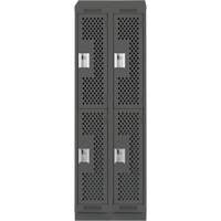 Clean Line Lockers, 2 -tier, Bank of 2, 24" x 12" x 82", Steel, Charcoal, Rivet (Assembled), Perforated EastCoast Offshore Supplies
