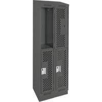Clean Line Lockers, 2 -tier, Bank of 2, 24" x 12" x 82", Steel, Charcoal, Rivet (Assembled), Perforated EastCoast Offshore Supplies