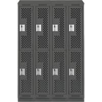 Clean Line Lockers, 2 -tier, Bank of 4, 48" x 12" x 82", Steel, Charcoal, Rivet (Assembled), Perforated EastCoast Offshore Supplies