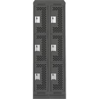 Clean Line Lockers, 3 -tier, Bank of 2, 24" x 18" x 82", Steel, Charcoal, Rivet (Assembled), Perforated EastCoast Offshore Supplies