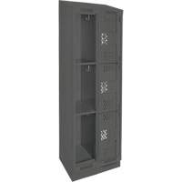 Clean Line Lockers, 3 -tier, Bank of 2, 24" x 18" x 82", Steel, Charcoal, Rivet (Assembled), Perforated EastCoast Offshore Supplies