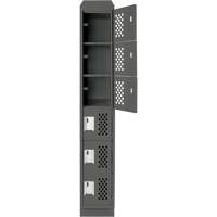 Assembled Lockerettes Clean Line Perforated Economy Lockers, 6 -tier, 18" x 72" x 12", Steel EastCoast Offshore Supplies