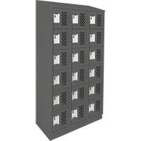 Assembled Lockerettes Clean Line Perforated Economy Lockers, 6 -tier, Bank of 3, 18" x 72" x 12", Steel EastCoast Offshore Supplies