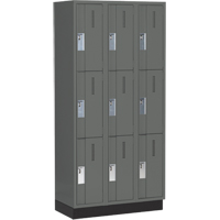 Concorde Heavy-Duty Lockers, 3 -tier, Bank of 3, 36" x 18" x 76", Steel, Charcoal, Welded (Assembled) EastCoast Offshore Supplies