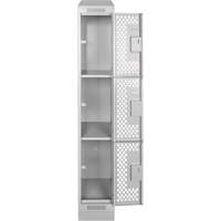 Clean Line Lockers, 3 -tier, 12" x 12" x 72", Steel, Grey, Rivet (Assembled), Perforated EastCoast Offshore Supplies