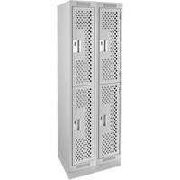 Clean Line Lockers, 2 -tier, Bank of 2, 24" x 12" x 76", Steel, Grey, Rivet (Assembled), Perforated EastCoast Offshore Supplies