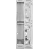 Clean Line Lockers, 2 -tier, Bank of 2, 24" x 12" x 76", Steel, Grey, Rivet (Assembled), Perforated EastCoast Offshore Supplies