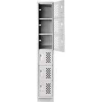 Assembled Lockerettes Clean Line Perforated Economy Lockers, 6 -tier, 18" x 72" x 12", Steel EastCoast Offshore Supplies