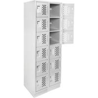 Assembled Lockerettes Clean Line Perforated Economy Lockers, 6 -tier, Bank of 2, 18" x 72" x 12", Steel EastCoast Offshore Supplies