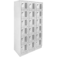 Assembled Lockerettes Clean Line Perforated Economy Lockers, 6 -tier, Bank of 3, 18" x 72" x 12", Steel EastCoast Offshore Supplies