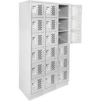 Assembled Lockerettes Clean Line Perforated Economy Lockers, 6 -tier, Bank of 3, 18" x 72" x 12", Steel EastCoast Offshore Supplies