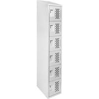 Assembled Lockerettes Clean Line Perforated Economy Lockers, 6 -tier, 18" x 72" x 12", Steel EastCoast Offshore Supplies