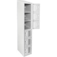Assembled Lockerettes Clean Line Perforated Economy Lockers, 6 -tier, 18" x 72" x 12", Steel EastCoast Offshore Supplies