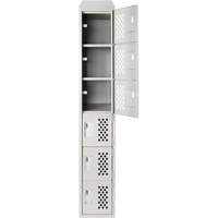 Assembled Lockerettes Clean Line Perforated Economy Lockers, 6 -tier, 18" x 72" x 12", Steel EastCoast Offshore Supplies