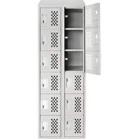 Assembled Lockerettes Clean Line Perforated Economy Lockers, 6 -tier, Bank of 2, 18" x 72" x 12", Steel EastCoast Offshore Supplies
