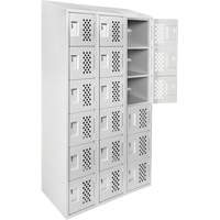 Assembled Lockerettes Clean Line Perforated Economy Lockers, 6 -tier, Bank of 3, 18" x 72" x 12", Steel EastCoast Offshore Supplies
