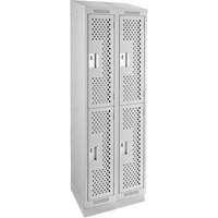 Clean Line Lockers, 2 -tier, Bank of 2, 24" x 12" x 82", Steel, Grey, Rivet (Assembled), Perforated EastCoast Offshore Supplies
