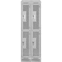 Clean Line Lockers, 2 -tier, Bank of 2, 24" x 12" x 82", Steel, Grey, Rivet (Assembled), Perforated EastCoast Offshore Supplies