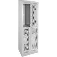 Clean Line Lockers, 2 -tier, Bank of 2, 24" x 12" x 82", Steel, Grey, Rivet (Assembled), Perforated EastCoast Offshore Supplies