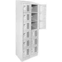 Assembled Lockerettes Clean Line Perforated Economy Lockers, 6 -tier, Bank of 2, 18" x 72" x 12", Steel EastCoast Offshore Supplies