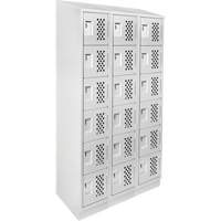 Assembled Lockerettes Clean Line Perforated Economy Lockers, 6 -tier, Bank of 3, 18" x 72" x 12", Steel EastCoast Offshore Supplies