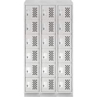 Assembled Lockerettes Clean Line Perforated Economy Lockers, 6 -tier, Bank of 3, 18" x 72" x 12", Steel EastCoast Offshore Supplies