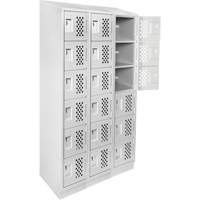 Assembled Lockerettes Clean Line Perforated Economy Lockers, 6 -tier, Bank of 3, 18" x 72" x 12", Steel EastCoast Offshore Supplies