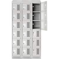 Assembled Lockerettes Clean Line Perforated Economy Lockers, 6 -tier, Bank of 3, 18" x 72" x 12", Steel EastCoast Offshore Supplies