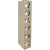Assembled Lockerettes Clean Line Perforated Economy Lockers, 6 -tier, 18" x 72" x 12", Steel EastCoast Offshore Supplies