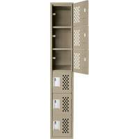 Assembled Lockerettes Clean Line Perforated Economy Lockers, 6 -tier, 18" x 72" x 12", Steel EastCoast Offshore Supplies