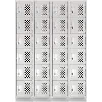 Assembled Clean Line Perforated Economy Lockers, 6 -tier, Bank of 4, 18" x 72" x 12", Steel EastCoast Offshore Supplies