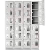 Assembled Clean Line Perforated Economy Lockers, 6 -tier, Bank of 4, 18" x 72" x 12", Steel EastCoast Offshore Supplies