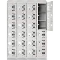 Assembled Clean Line Perforated Economy Lockers, 6 -tier, Bank of 4, 18" x 72" x 12", Steel EastCoast Offshore Supplies