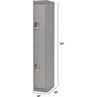 Lockers, 2 -tier, 12" x 18" x 72", Steel, Grey, Knocked Down EastCoast Offshore Supplies