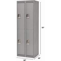 Lockers, 2 -tier, Bank of 2, 24" x 18" x 72", Steel, Grey, Knocked Down EastCoast Offshore Supplies
