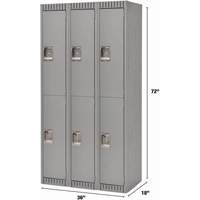 Lockers, 2 -tier, Bank of 3, 36" x 18" x 72", Steel, Grey, Knocked Down EastCoast Offshore Supplies