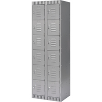 Lockers, 6 -tier, Bank of 2, 24" x 18" x 72", Steel, Grey, Knocked Down EastCoast Offshore Supplies