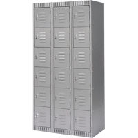 Lockers, 6 -tier, Bank of 3, 36" x 18" x 72", Steel, Grey, Knocked Down EastCoast Offshore Supplies