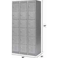 Lockers, 6 -tier, Bank of 3, 36" x 18" x 72", Steel, Grey, Knocked Down EastCoast Offshore Supplies