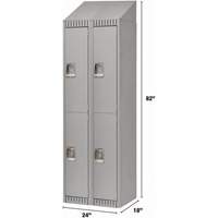Lockers, 2 -tier, Bank of 2, 24" x 18" x 82", Steel, Grey, Knocked Down EastCoast Offshore Supplies