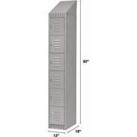 Lockers, 6 -tier, 12" x 18" x 82", Steel, Grey, Knocked Down EastCoast Offshore Supplies