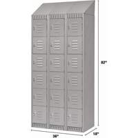 Lockers, 6 -tier, Bank of 3, 36" x 18" x 82", Steel, Grey, Knocked Down EastCoast Offshore Supplies