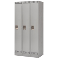 Lockers, Bank of 3, 36" x 18" x 76", Steel, Grey, Knocked Down EastCoast Offshore Supplies