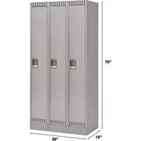 Lockers, Bank of 3, 36" x 18" x 76", Steel, Grey, Knocked Down EastCoast Offshore Supplies