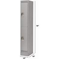 Lockers, 2 -tier, 12" x 18" x 76", Steel, Grey, Knocked Down EastCoast Offshore Supplies