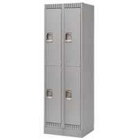 Lockers, 2 -tier, Bank of 2, 24" x 18" x 76", Steel, Grey, Knocked Down EastCoast Offshore Supplies